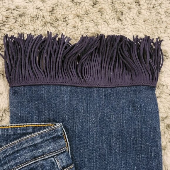 Adriano Goldschmied Medium Wash Jeans With Sewn In Fringe Hem Size 26R - Picture 9 of 13